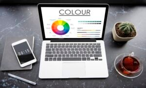 Visual branding in modern web design showing consistent colors, typography, and layout elements.